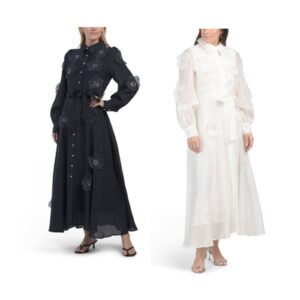 Image of sale on Long Sleeve Floral Applique Maxi Dress