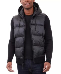 Image of sale on Men’s Mixed-media Hooded Zip Sweater Jacket