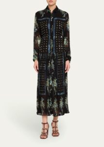 Image of sale on Emilie Drop-waist Long-sleeve Midi Shirt Dress