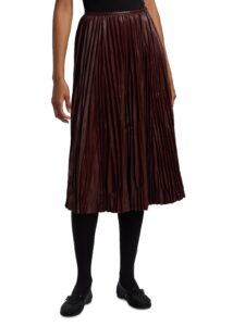 Image of sale on Rosalyn Pleated Faux Leather Midi-skirt