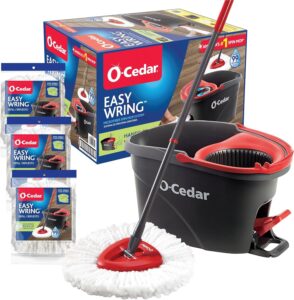 Image of sale on O-cedar Easywring Microfiber Spin Mop & Bucket Floor Cleaning System with 3 Extra Refills