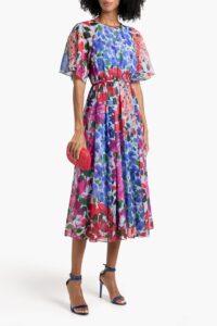 Image of sale on Floral-print Crepe De Chine Midi Dress