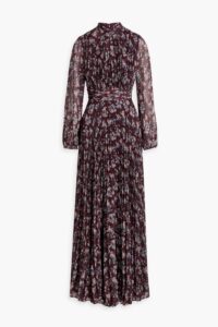 Image of sale on Pleated Floral-print Georgette Maxi Dress