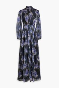 Image of sale on Pleated Floral-print Chiffon Maxi Dress