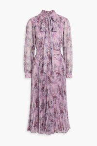 Image of sale on Pleated Floral-print Chiffon Maxi Dress