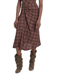 Image of sale on Nicole Plaid Gathered Midi-skirt