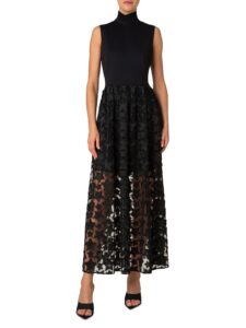 Image of sale on Jersey & Star-embroidered Tulle Maxi Dress
