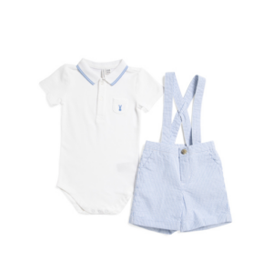 Image of sale on Infant Boys 2pc Polo and Seersucker Overalls Set 3-24m