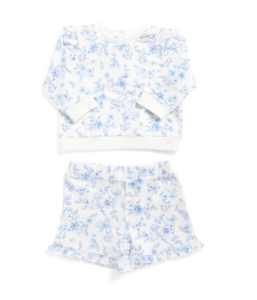 Image of sale on Infant Girls 2pc Floral Toile Active Top and Shorts Set 12-24m