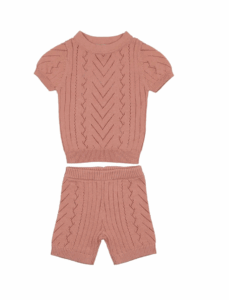 Image of sale on Short Sleeve Pointelle Sweater & Shorts Set