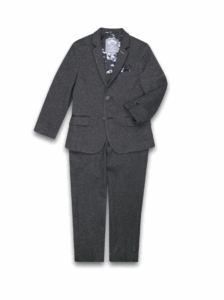 Image of sale on Kids’ Mod Slim Fit Charcoal Grey Herringbone Stretch Suit