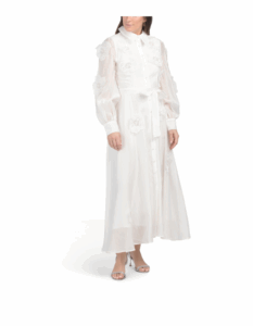 Image of sale on Long Sleeve Floral Applique Maxi Dress