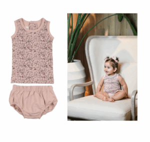 Image of sale on Kids’ Elegant Floral Cotton Blend Tank Top & Bloomers Set