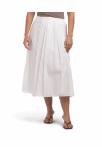 Image of sale on Irregularly Pleated Linear Striped Skirt