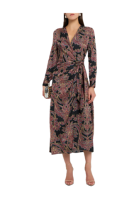 Image of sale on Studded Flora Eliza Wrap Midi Dress