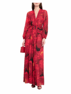 Image of sale on Draped Floral-print Gown
