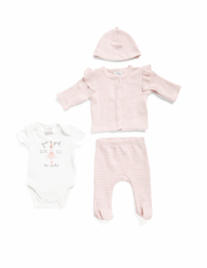 Image of sale on Newborn Girls 4pc Ballerina Bodysuit Top Pants and Hat Set