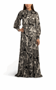Image of sale on Twill Floral Bow Neck Shirt Waist Gown
