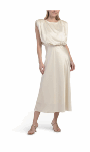 Image of sale on Flora Sleeveless Blouson Silky Satin Dress