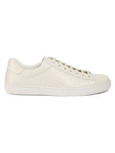 Image of sale on Logo Embossed Leather Low-top Sneakers
