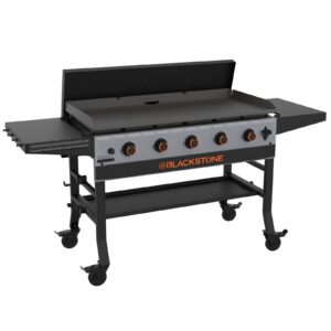 Image of sale on Blackstone Bronco Outdoor Griddle, 5-burner 44″ Propane Flat Top Grill with Hard Cover, Gray