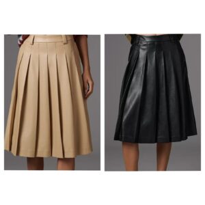 Image of sale on English Factory Faux Leather Pleated Midi Skirt