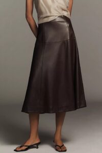 Image of sale on English Factory Faux Leather High-rise Midi Skirt