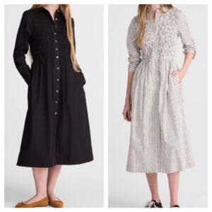 Image of sale on Smocked Midi Shirtdress in Poplin
