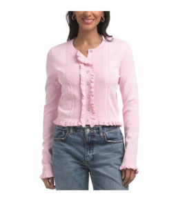 Image of sale on Ruffle Placket Knitted Cardigan