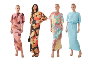 Image of sale on Tilly off the Shoulder Plissé Maxi Dress in Metallic Turquoise Polka Dots
