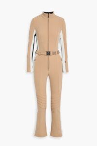 Image of sale on Talisha Belted Striped Stretch-shell Ski Suit
