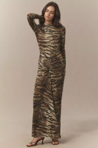 Image of sale on Ronny Kobo Scorpio Mock-neck Ruched Jersey Maxi Dress