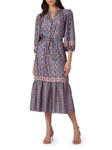 Image of sale on Scout Geometric Tie-waist Midi-dress