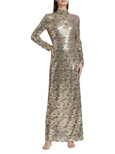 Image of sale on Bauhaus Mesh Sequin Turtleneck Maxi Dress
