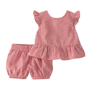 Image of sale on Baby Girls' Organic 2pc Gingham Ruffle Woven Set