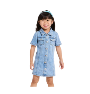 Image of sale on Toddler Girls' Short Sleeve Denim Shirt Dress