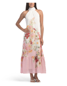 Image of sale on Halter Printed Floral Maxi Dress