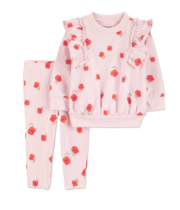 Image of sale on Baby Girls' 2pc Long Sleeve Floral Ruffle Sweatshirt and Leggings Set