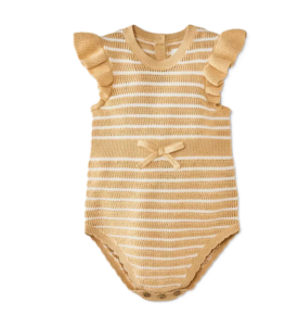 Image of sale on Baby Girls' Striped Ruffle Pointelle Sweater Tank Romper 3-24m