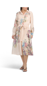 Image of sale on Long Sleeve Floral Shirt Dress