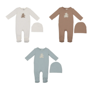 Image of sale on Bear Appliqué Footie & Beanie Set