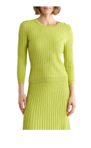 Image of sale on Button Shoulder Rib Knit Sweater