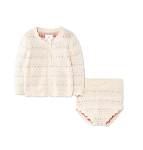 Image of sale on Baby Girls' 2pc Birdseye Pointelle Sweater Cardigan and Bloomer Set