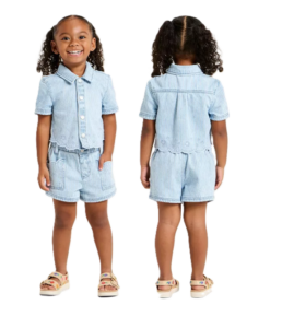 Image of sale on Toddler Girls' Striped Denim Dress Set