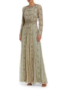 Image of sale on Embellished Tulle Round-neck Gown