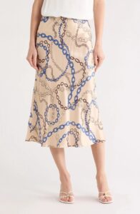 Image of sale on Anya Print Satin Midi Skirt
