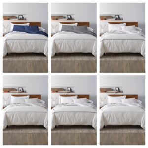 Image of sale on Cotton Percale Satin Stitched 3-pc. Duvet Cover Set, Full/queen