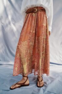 Image of sale on Printed Midi Skirt with Belt