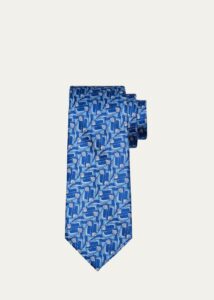 Image of sale on Men’s Geometric Stripe Woven Silk Tie