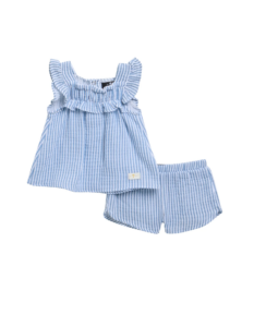 Image of sale on Stripe Cotton Seersucker Top & Shorts Set